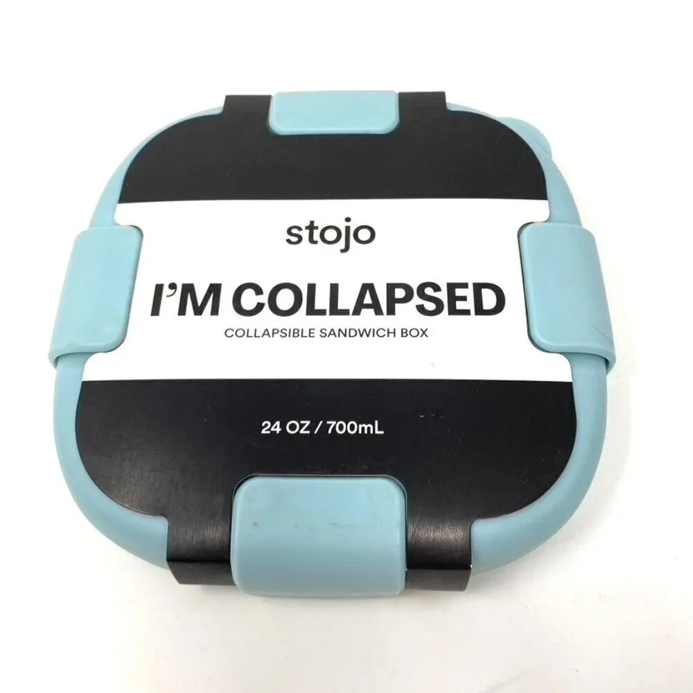Stojo 24 Oz Collapsible Sandwich Lunch  Box Aquamarine Work School Sustainable